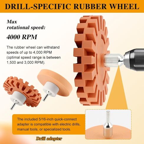 Decal Remover Eraser Wheel Tool Kit with Drill Adapter and Plastic Scraper, 4 Pack Rubber Adhesive Decal Remover Wheel Without Damaging Car Paint for Car Sticker Glue Vinyl Eraser in Kuwait