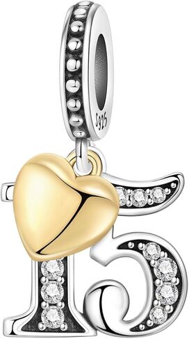 سحر الأرقام للسوار والقلادة، من الفضة الإسترلينية 925 مع زركونيا مكعب وقلب مطلي بالذهب عيار 18 قيراط، هدية عيد ميلاد الذكرى السنوية (10 13 15 16 18 20 21 25 30 40 50 60) in Kuwait