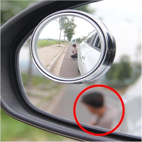 2Pcs Car Round Frame Convex Blind Spot Mirror Wide-angle 360 Degree Adjustable Clear Rearview Auxiliary Mirror Driving(WHITE) in Saudi Arabia