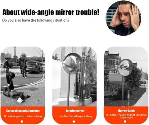 Indoor Wide Angle 30cm Convex Mirror Bedroom Wide Angle Blind Spot Mirror Wall Weather Proof in Saudi Arabia