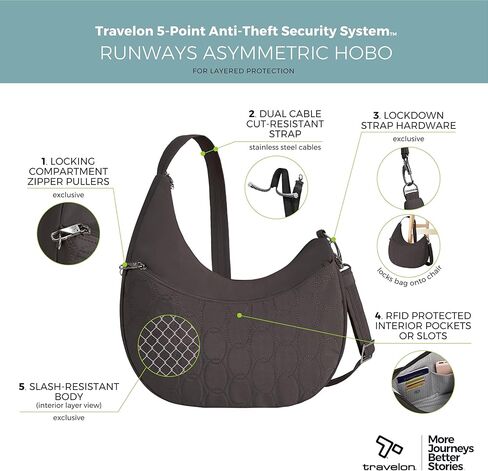 Travelon Anti-Theft Runways Asymmetric Hobo in Saudi Arabia