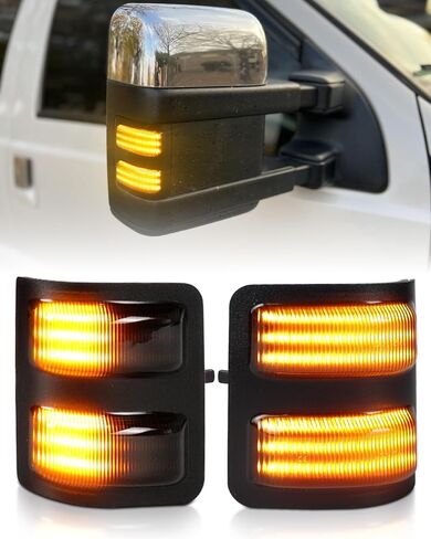 Switchback LED Side Mirror Marker Lights for Ford F250 F350 F450 F550 Super Duty 2008-2016，Smoke Lens Sequential Amber Turn Signal Lights Amber Running Lights，Pack of 2 in Kuwait