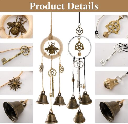 2 Pack Witch Bells for Door Protection - Handmade Witch Bell Hanging Charms for Home, Witchcraft Wind Chimes Decorative Supplies, Security & Spiritual Boho Decor Gift in Saudi Arabia