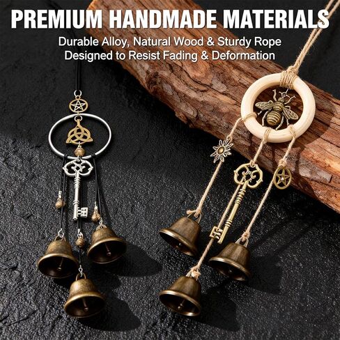 2 Pack Witch Bells for Door Protection - Handmade Witch Bell Hanging Charms for Home, Witchcraft Wind Chimes Decorative Supplies, Security & Spiritual Boho Decor Gift in Saudi Arabia
