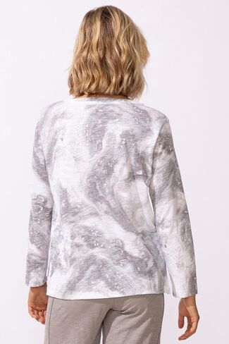 تي شيرت Escape by Habitat للسيدات من القطن البيروفي Ocean Marble Hi-Lo - 13525 in Kuwait