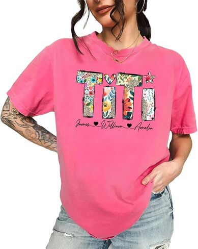 Passion Wear Personalized Wildflowers Titi Shirt Custom Floral Auntie and Kids T-Shirt Gift for Mother's Day in Saudi Arabia