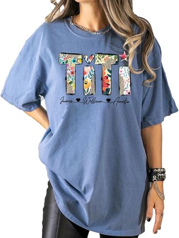 Passion Wear Personalized Wildflowers Titi Shirt Custom Floral Auntie and Kids T-Shirt Gift for Mother's Day in Saudi Arabia