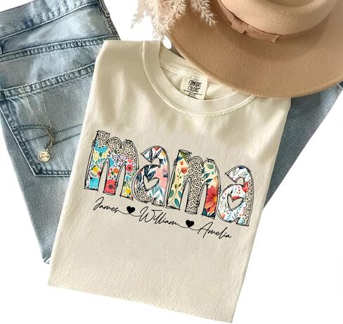 Passion Wear Personalized Wildflowers Titi Shirt Custom Floral Auntie and Kids T-Shirt Gift for Mother's Day in Saudi Arabia