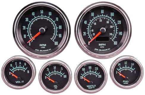 JEGS 41448 Retro Muscle Car 6-Gauge Set Polished Stainless Steel Bezel Includes: in Saudi Arabia