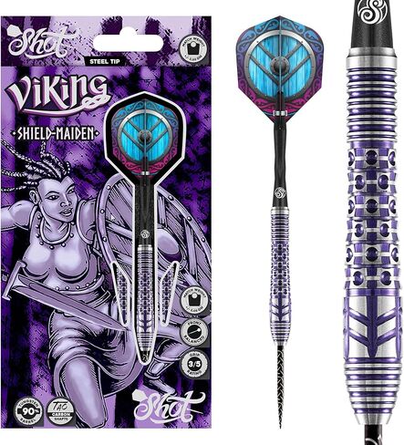 Shot! Darts Viking Shield Maiden 90% Tungsten Pro Throwing Darts Steel Tip Set, Professional – Made in New Zealand – Designed Dart Flights for Women & Men – Metal Tip Bar Darts for Adults in Saudi Arabia