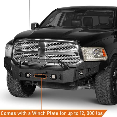 Hooke Road Ram 1500 Front and Rear Bumper Set for 2013-2018 Dodge Ram 1500 (Exclude Rebel) & 2019-2024 Ram 1500 Classic Pickup Truck, Offroad Steel Bumpers with Winch Plate in Saudi Arabia