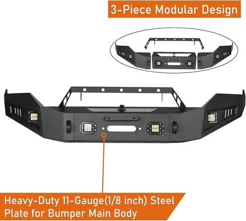 Hooke Road Ram 1500 Front and Rear Bumper Set for 2013-2018 Dodge Ram 1500 (Exclude Rebel) & 2019-2024 Ram 1500 Classic Pickup Truck, Offroad Steel Bumpers with Winch Plate in Saudi Arabia