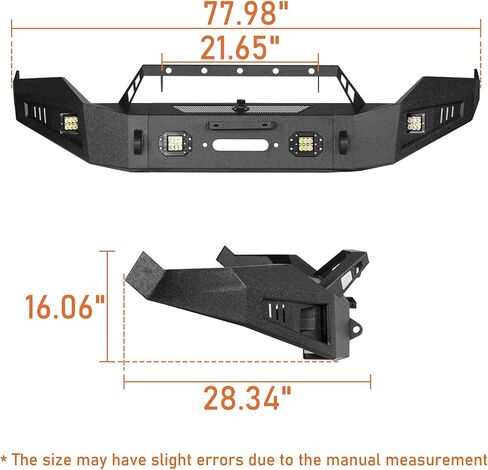 Hooke Road Ram 1500 Front and Rear Bumper Set for 2013-2018 Dodge Ram 1500 (Exclude Rebel) & 2019-2024 Ram 1500 Classic Pickup Truck, Offroad Steel Bumpers with Winch Plate in Saudi Arabia