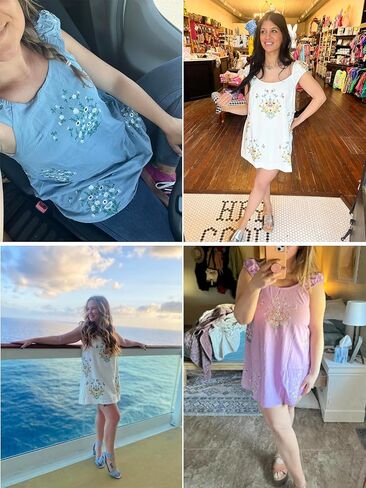 Linen Mini Cute Dress Women Floral Embroidered Dress with Crew Neck and Sleeveless Casual Guest Vintage Dresses in Saudi Arabia