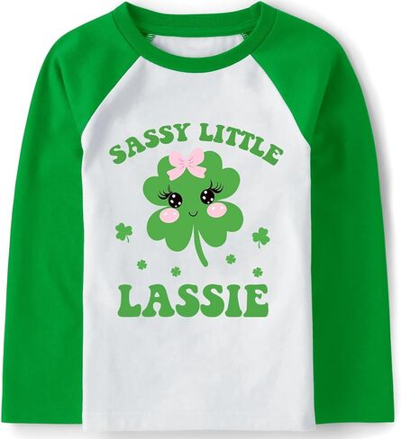 St. Patrick's Day Shirt for Girls Cutest Clover T-Shirt Kids Lucky Shamrock Tops Toddler Long Sleeve Irish Tees 2-12T in Kuwait
