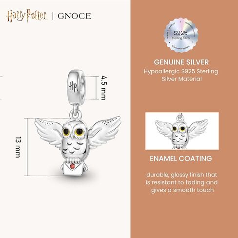 GNOCE Harry Potter Hedwig Snow Owl Pendant Dangle Charm Bracelet for Women, S925 Sterling Silver Dangle Charms for Women Wife, Valentine‘s Day, Mother’s Day Jewelry in Saudi Arabia
