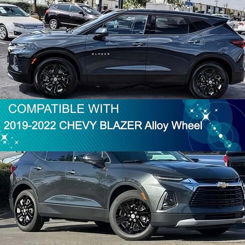 جلود العجلات مقاس 18 بوصة متوافقة مع أغطية العجلات Chevy Blazer 2019 2020 2021 2022؛ مجموعة من 4 قطع؛ أسود لامع in Saudi Arabia
