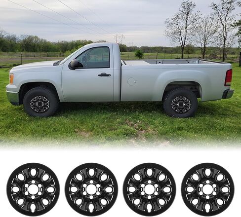 CPW 18 بوصة جلود العجلات المعدنية Hubcaps 4 قطع طلاء أسود لـ 2014-2018 Chevy Silverado 1500&2019 Silverado 1500 LD&2015-2020 Suburban&2015-2020 Chevy Tahoe، Snap-On in Saudi Arabia