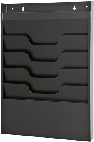 منظم ملفات مثبت على الحائط من 4 طبقات، رف مهام معدني للمستندات المكتبية والبريد والمجلدات، منظم حائط للمكتب موفر للمساحة، أسود 19.5 بوصة ارتفاع in Kuwait