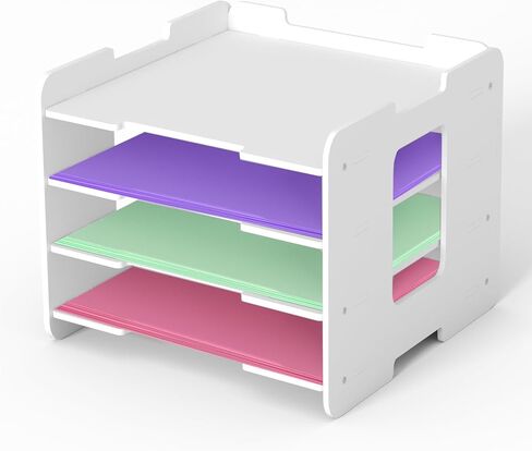 12x12 Paper Organizer Storage, 6 Tier Scrapbook Paper Storage Organizer, Stackable Organizers and Storage for Desk White in Saudi Arabia