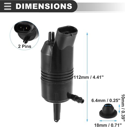 Motoforti Car Windshield Washer Motor Pump, for BUICK RAINIER 2004-2007, Plastic, Black in Saudi Arabia