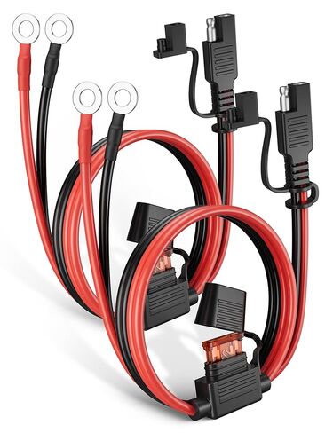 Oyviny 2pack 1.98FT SAE كابل شاحن البطارية مع 10A مضمنة الصمامات، 16AWG UL المدرجة فصل سريع SAE إلى O-حلقة محطة تسخير لصيانة البطارية دراجة نارية لوحة للطاقة الشمسية مركبة تهمة هزيلة in Saudi Arabia