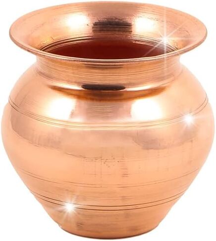 Copper Kalash for Pooja & Puja Mandir | Small Size Copper Lota for Puja Rituals | Puja Essentials for Home Mandir | Tambe Ka Lota for Water – 2.8 Inch Height, 3.1 Inch Diameter, 64g in Saudi Arabia