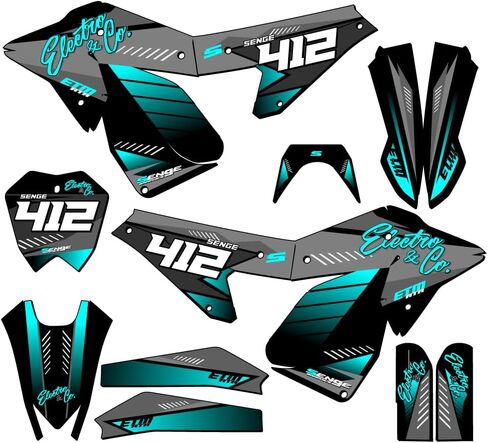 ETM RTR Surge Teal Senge Graphics with Rider I.D. (Pre-Printed Name/Number) Compatible with Electro & Co in Saudi Arabia