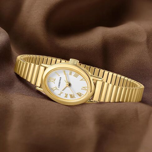 CHEETAH Dainty Gold Watches for Women, with Stainless Steel Expansion Band, Small Oval Case, Analog Roman Dial in Saudi Arabia