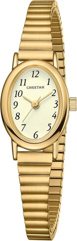 CHEETAH Dainty Gold Watches for Women, with Stainless Steel Expansion Band, Small Oval Case, Analog Roman Dial in Saudi Arabia