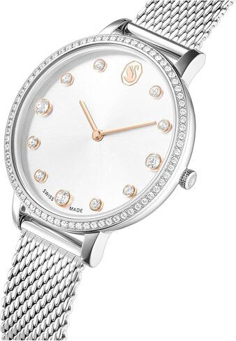 Swarovski Clarica Watch, Swiss Made, Metal Bracelet, Silver Tone, Stainless Steel in Saudi Arabia