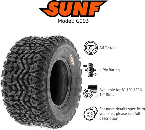[Set of 4] SunF 25x10.5-12 25x10.5x12 Golf Cart Lawn Mower Quad 4 Ply 25" ATV UTV Tires G003 [ Rim(s) NOT included ] in Saudi Arabia