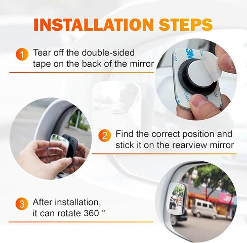 Blind Spot Mirrors, Rectangle 360°Convex Lens Frameless Adjustabe Rearview Blindspot Car Mirror, Automotive Exterior Accessories for Cars Suv Trucks in Saudi Arabia