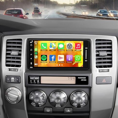راديو ستيريو للسيارة لسيارة Toyota 4Runner 2003-2009، لـ Tundra 2003-2006، لـ Sequoia 2003-2007، يدعم Carplay & Android Auto، بلوتوث والتحكم الصوتي، كاميرا احتياطية والتحكم في عجلة القيادة، GPS، راديو FM in Kuwait