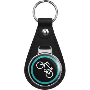 Bicycle Badge Keychain Black Premium Leather Key Chain with Key Ring in Kuwait