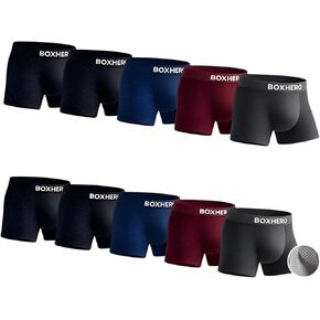 BOXHERO Ultra-Soft Boxer Briefs for Men – 10-Pack Breathable Men's Underwear – Anti-Chafing, Moisture-Wicking Boxers in Kuwait