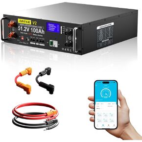 48V 100Ah Lithium LiFePO4 Solar Battery, Support inverter communication, Built-in 100A BMS with Bluetooth,Max. 5120W Power Output, 6000+ Cycles, Perfect for Off-Grid, Solar, Backup Power in Saudi Arabia