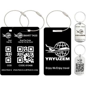 Smart Luggage Tags with QR Code Location Display, 2 Pack Privacy QR Code Lost and Found Luggage Tracking Tag, Waterproof & Durable Travel ID Labels for Suitcases & Backpacks(Black) in Kuwait