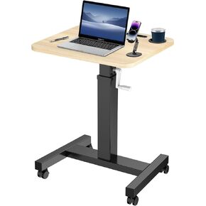 مكتب كمبيوتر محمول، مكتب قائم متنقل بعجلات، طاولة رفع، مكاتب رفع للمكتب المنزلي، مكتب كمبيوتر محمول قابل للتعديل بارتفاع قابل للتعديل، محطة عمل صغيرة للجلوس (أسود) in Kuwait
