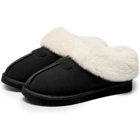 شبشب نسائي ذو نعل سميك مريح من الجلد السويدي مع بطانة صوف قطيفة، حذاء خفيف الوزن مضاد للانزلاق، حذاء منزلي شتوي دافئ ناعم للأماكن الداخلية والخارجية in Kuwait