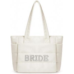 Bride Tote Bag Bride To Be Gift Puffer Tote Bag Lightweight Puffy Handbag Shoulder Bag Beach Bag for Wedding Honeymoon Travel Gym Work Shopping Engagement Bridal Shower Gift Bag in Saudi Arabia