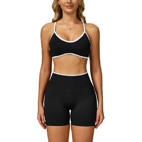 مجموعات تجريب للنساء قطعتين حمالة صدر رياضية سلسة الألوان عالية الخصر للتحكم في البطن شورت لراكبي الدراجات النارية ملابس رياضية لليوجا in Kuwait