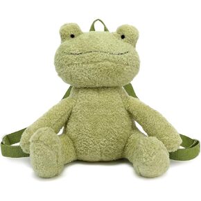 حقيبة ظهر Bycobecy اللطيفة للحيوانات المحشوة على شكل ضفدع للنساء، حقيبة ظهر من القطيفة على شكل ضفدع Kawaii ومحفظة جديدة مع حزام قابل للتعديل (أخضر) in Kuwait