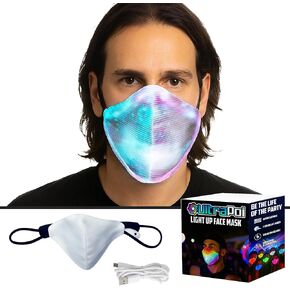 قناع وجه UltraPoi مضيء متعدد الألوان LED USB قابل لإعادة الشحن، غطاء غبار متوهج ومضيء للحفلات والمهرجانات والرقص والحفلات التنكرية لعيد الميلاد in Kuwait