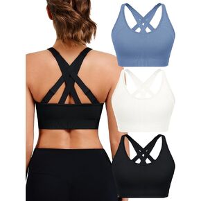 حمالات صدر رياضية للنساء دعم عالٍ - مجموعة حمالة صدر رياضية مبطنة بأشرطة قابلة للتعديل عالية التأثير للتمرين واليوجا in Kuwait