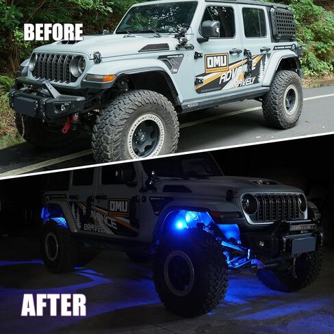 طقم بطانات الحاجز الداخلي الأمامي والخلفي مع ضوء نيون LED لـ 2018-2024 جيب رانجلر JL JLU 2/4 أبواب بشعار خمس نجوم in Kuwait