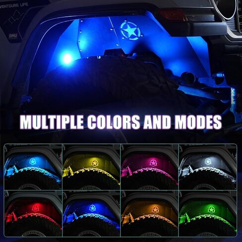 طقم بطانات الحاجز الداخلي الأمامي والخلفي مع ضوء نيون LED لـ 2018-2024 جيب رانجلر JL JLU 2/4 أبواب بشعار خمس نجوم in Kuwait