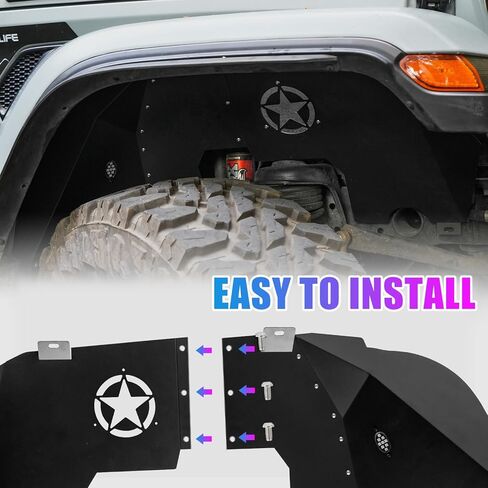 طقم بطانات الحاجز الداخلي الأمامي والخلفي مع ضوء نيون LED لـ 2018-2024 جيب رانجلر JL JLU 2/4 أبواب بشعار خمس نجوم in Kuwait