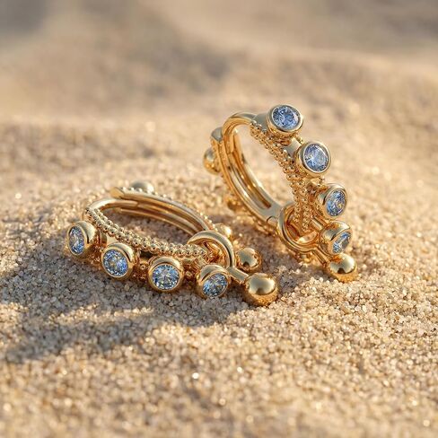 Mevecco Women Gold Huggie Hoop Earrings 18K Gold Plated Ear Stud Cuff Diamond Red Green CZ Turquoise Inlay Half Sleeper Tiny Boho Beach Simple Mini Cute Delicate Handmade Hypoallergenic Jewelry Gift in Kuwait