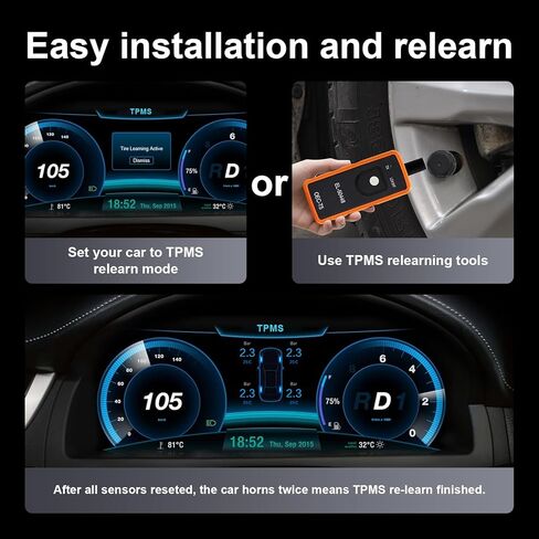 مستشعر TPMS خارجي 13598771، مستشعر نظام مراقبة الإطارات Easesuper 4 قطع لجي إم سي، بويك، هامر، كاديلاك، سوزوكي، بونتياك، ساتورن، شيفروليه، ساب استبدال #13598772، 13586335 in Kuwait